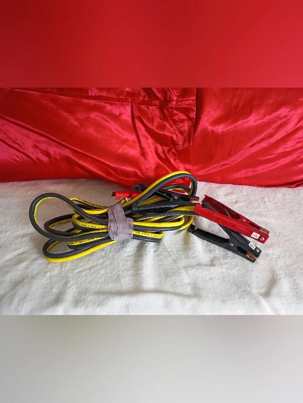 Universal Red and Black Jump Start Battery Cables with Yellow Insulated Leads